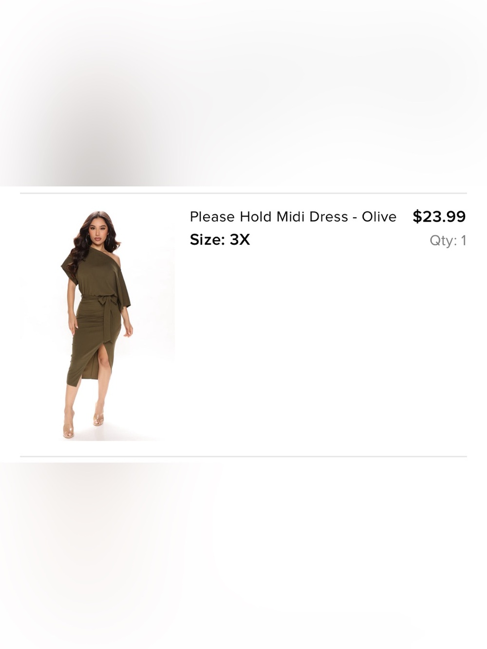 Fashion Nova Curve Please Hold Midi Dress in Olive-3X